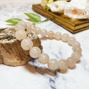 【E4449】ホワイトルチルクォーツ＊10㎜＊ブレスレット＊WhiteRutileQuartz＊bracelet＊12㎜＊