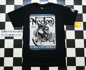 OIL LEAK ノートン Norton 半袖Tシャツ M 黒 れ2659　身幅約48㎝ レプリカ バイカー 新品