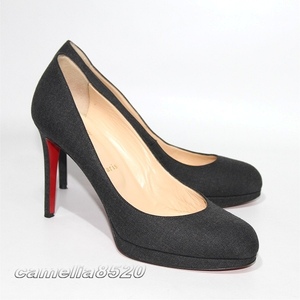 クリスチャンルブタン Christian Louboutin プラットホーム パンプス 暗灰色 デニム 39 約24.5cm ヒール 10.3cm New Simple Platform Pumps