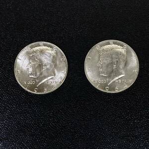 ♪ リバティ銀貨 1964年 2点セット ケネディ ハーフダラー シルバー900 総重量約25g アメリカ 古銭 貨幣 硬貨 50セント リバティコイン 