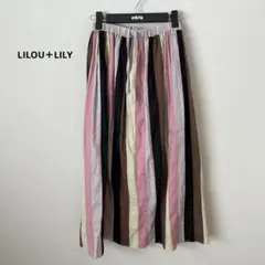 LILOU＋LILY リルアンドリリー　ストライプ　スカート  ピンク