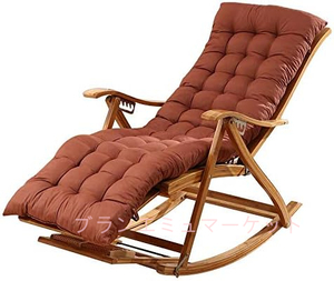 ロッキングチェア クッションホームバルコニーレジャーと竹のラウンジチェア170°調節可能な背もたれ折りたたみランチブレイク安楽椅子ソリ
