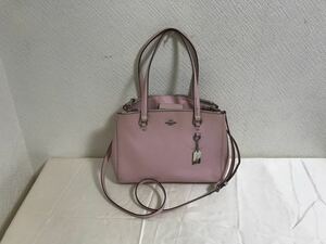 本物コーチCOACH本革レザー2wayトートバッグショルダービジネスミニハンドボストンバックレディースライトピンク