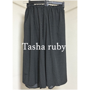 Tasha ruby(ターシャルビー)　大きいサイズ　レディース　さらさら　ワイドパンツ　ドット　スカーチョ　水玉　F5