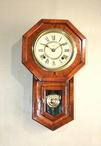 ＯＨ済み：精工舎の６吋八角尾長型の柱時計・古時計