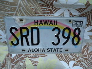 即決　ハワイ　2018年製　ライセンス　ナンバープレート　レインボー　SRD 398　本物