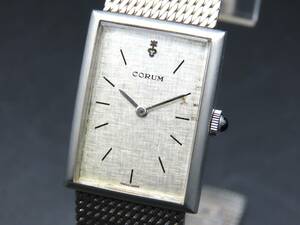 1円～! 稼動品★正規品 CORUM コルム ドレスウォッチ 手巻き シルバーダイヤル 純正ブレス ヴィンテージ メンズ腕時計 TTKLG5648