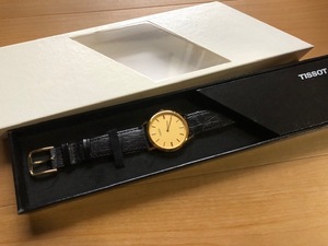 美品レベル 箱付 希少 レア ヴィンテージ TISSOT ティソ SWISS MADE C275K ゴールド 純正革ベルト クオーツ メンズ 腕時計