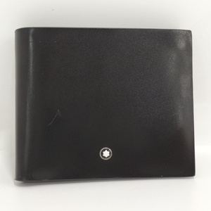 【中古】MONTBLANC 二つ折り財布 レザー ブラック