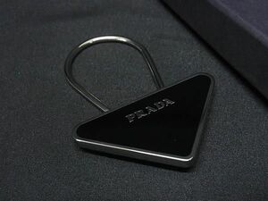 1円 ■極美品■ PRADA プラダ M713 キーリング キーホルダー チャーム メンズ レディース ブラック系×シルバー系 BJ1584