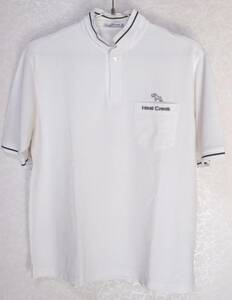 *　ヒールクリーク　Heal Creek　ポロシャツ　半袖　メンズ=48(M前後　オフ白　コットン　グリップインターナショナル　ゴルフ　トップス