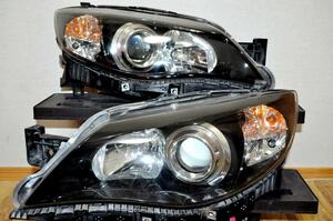 SUBARU GRB GRF GH8 GH7 GH WRX STI インプレッサ HID ヘッドライト 左右 セット 純正 ブラック 黄ばみ無し 美品 ① ICHIKOH 1809 2T