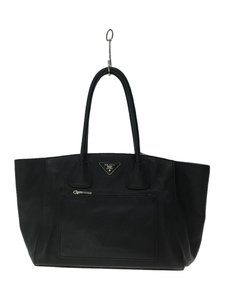 PRADA◆トートバッグ/レザー/BLK/ストラップ欠品