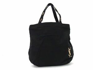 1円 ■美品■ YVESSAINTLAURENT イヴサンローラン キャンバス ハンドバッグ トートバッグ レディース メンズ ブラック系 BK0825