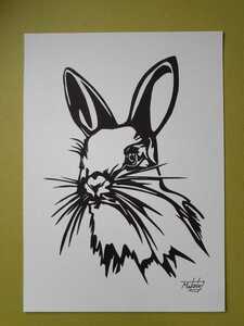 切り絵アート　ウサギ