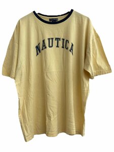 NAUTICA (ノーティカ) USA製 00s 古着 トリムTシャツ カレッジロゴ 黄×紺 XXL メンズ/004