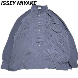 1円 ISSEY MIYAKE シワ加工 オーバーサイズシャツ XL archive アーカイブ イッセイミヤケ 