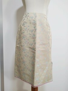 KUMIKYOKU 組曲 膝丈 スカート チャイナ風 ベージュ系 サイズ1