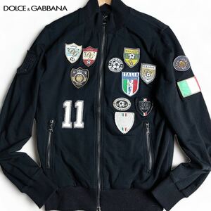 極美品/Lサイズ ●ドルチェ&ガッバーナ DOLCE&GABBANA D&G ドルガバ ジップアップ ブルゾン ジャケット ●ワッペンデザイン 48 ブラック