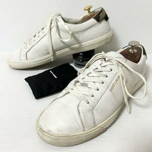 【付属品付】SAINT LAURENT サン ローラン レザースニーカー 迷彩柄　41 26cm ホワイト ＊CQ