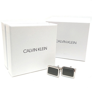 【ckc392】新品　CALVIN KLEIN カルバンクライン　カフス　カフリンクス　シルバー×ブラック　オニキス　黒