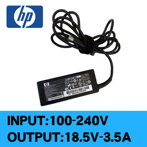 中古品 HP純正 先丸 ACアダプタ ノートパソコン用 ★ HP PPP009H(609939-001) 18.5V-3.5A 100-240V 50-60Hz 65W 電源ケーブル付