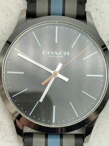 S55 1円～ 不動品 コーチ COACH 腕時計 CA.118.2.112.1537 ラウンド SV金具 黒文字盤 クォーツ メンズ 純正ベルト