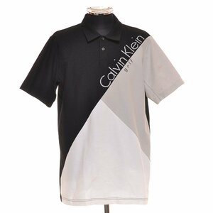 ◆497996 Calvin Klein GOLF カルバンクライン ゴルフ ◇ロゴポロシャツ 半袖 ゴルフウェア サイズLL メンズ ブラック グレー