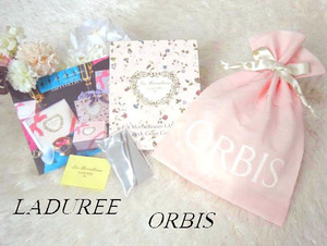 ⚜ ORBIS オルビス スパチュラと巾着袋 / LAUREE ラデュレ シールとカタログ【計５点】未使用、非売品　