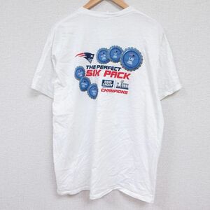 XL/古着 半袖 Tシャツ メンズ NFL ニューイングランドペイトリオッツ バドライト ビール コットン クルーネック 白 ホワイト アメフト