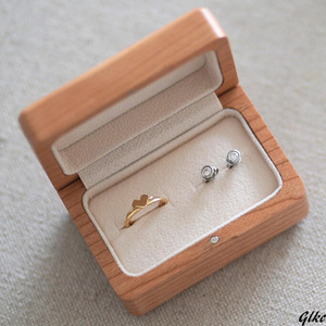 リングケース リングボックス 持ち運び 携帯用 結婚式 結婚 2個用 指輪ケース ペアリングケース 木製 おしゃれ 婚約指輪収納