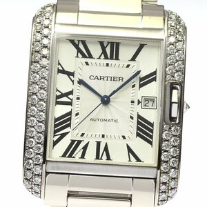 カルティエ CARTIER WT100010 タンクアングレーズ K18WG サイドダイヤ 自動巻き レディース 美品 _792372