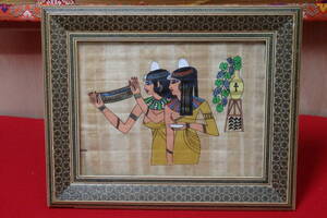 中古　美人絵 飾り額 古代エジプト壁画 美術品 壁掛け　インテリア　アンティーク