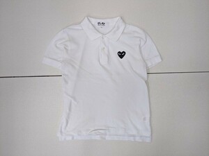 18．PLAY COMME des GARCONS コムデギャルソン 半袖鹿の子ポロシャツ レディースL 白黒x207