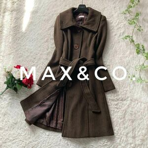 マックスアンドコー　マックスマーラ　ウール混　リブニットコート　ロングコート　ベルト付き　リブ　40サイズ　Max&Co.