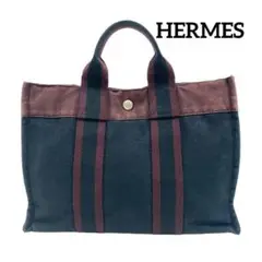 エルメス/HERMES キャンバス フールトゥPM トートバッグ レッド系