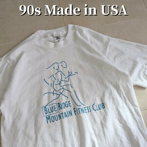 90s USA製　ランニングBLUE RIDGE　MOUNTAIN FITNESS CLUB　Tシャツ