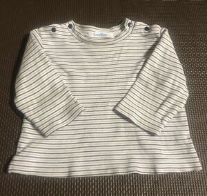 ☆ファミリア☆familiar シンプル 可愛い 長袖トップス 70 紺ボーダー Tシャツ