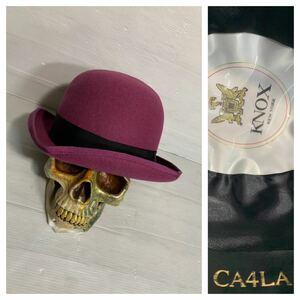 CA4LA カシラ　× KNOX NEW YORK ノックス　日本製　ピンクパープル　ウールフェルト　ボーラーハット　ダービーハット 帽子　59 ハット