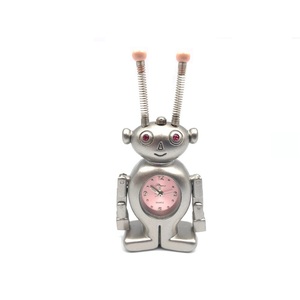 ☆ ピンク ☆ ミニクロック 置き時計 アナログ ロボクロック ミニクロック 置時計 時計 かわいい おしゃれ 見やすい 可愛い 置物 オブジェ