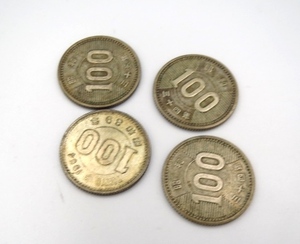 □H80114:稲穂　オリンピック　100円銀貨4枚セット　昭和34年×2 35年 39年