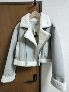 【新品】x-girl　エックスガール　ボアライダースジャケット　グレー　Мサイズ