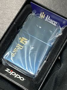 zippo ピース ブルーチタン 希少刻印 限定品 希少モデル 2017年製 Peace BLUE TITAN ケース 保証書付き 