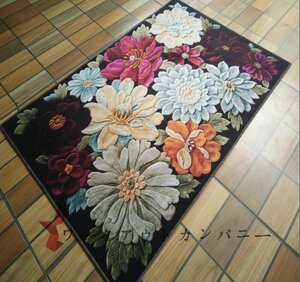 高級感溢 家庭用カーペット 玄関マット段通 絨毯 手織りカーペット 花柄 160cm*230cm