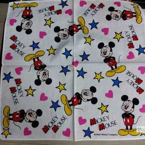 80…90s ディズニー ミッキー Star heart MickeyMouse 三恵 レトロハンカチ 未使用