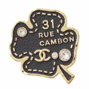 【シャネル】Chanel　B23S ココマーク クローバー ラインストーン ピンブローチ ABA782 ブラック 【中古】【正規品保証】195953