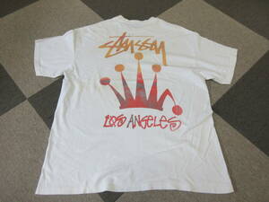 00s STUSSY 折れクラウン Tシャツ XL 両面 王冠 ステューシー メキシコ製 ヴィンテージ オールド ストリート スケーター Y2K