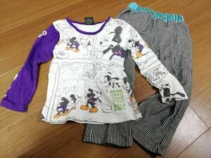 jjyk8-199 ■ BABYDOLL GOLD MINE MART ■ ベビードール 男の子 ミッキー Tシャツ トップス 長袖 パンツ ボトムス 2点セット 100