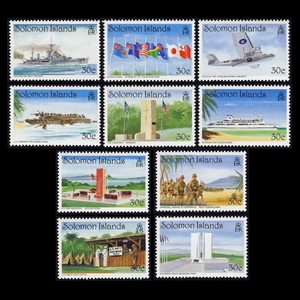 ■ソロモン諸島切手　1992年　第二次世界大戦 / 50周年　10種完