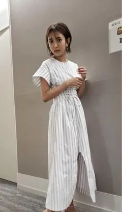 アキコアオキ コルセットドレス ワンピース ストライプ フリーサイズ